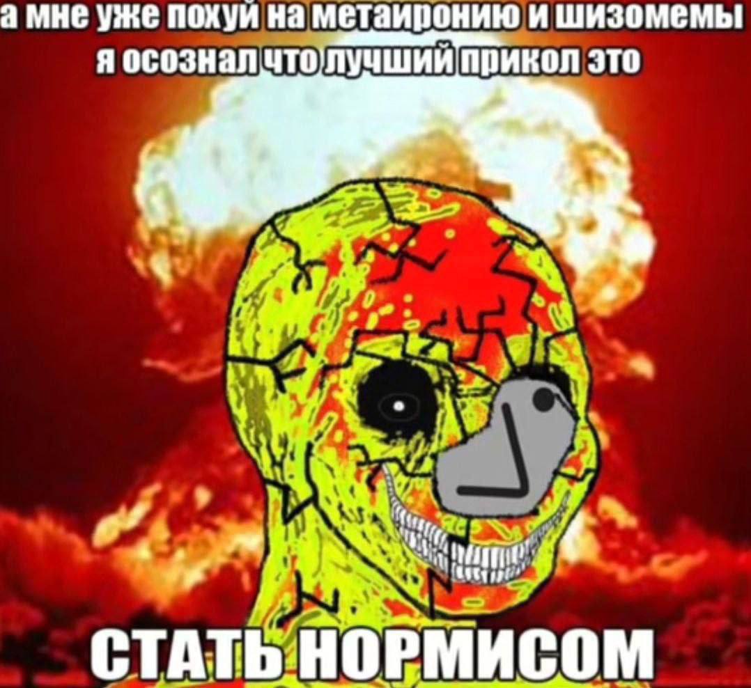 а мне уже похуи на метаиронию и шизомемы я осознал прикол это 4 и 1 у. 6 СТАТЬ.НОРМИСОМ