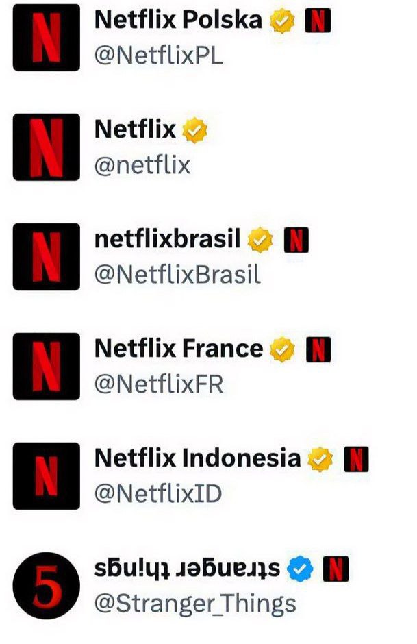 Netflix Polska @NetflixPL netflixbrasil 4 @NetflixBrasil Netflix France Netflix Indonesia @NetflixID О $би!Ц} @Stranger Things