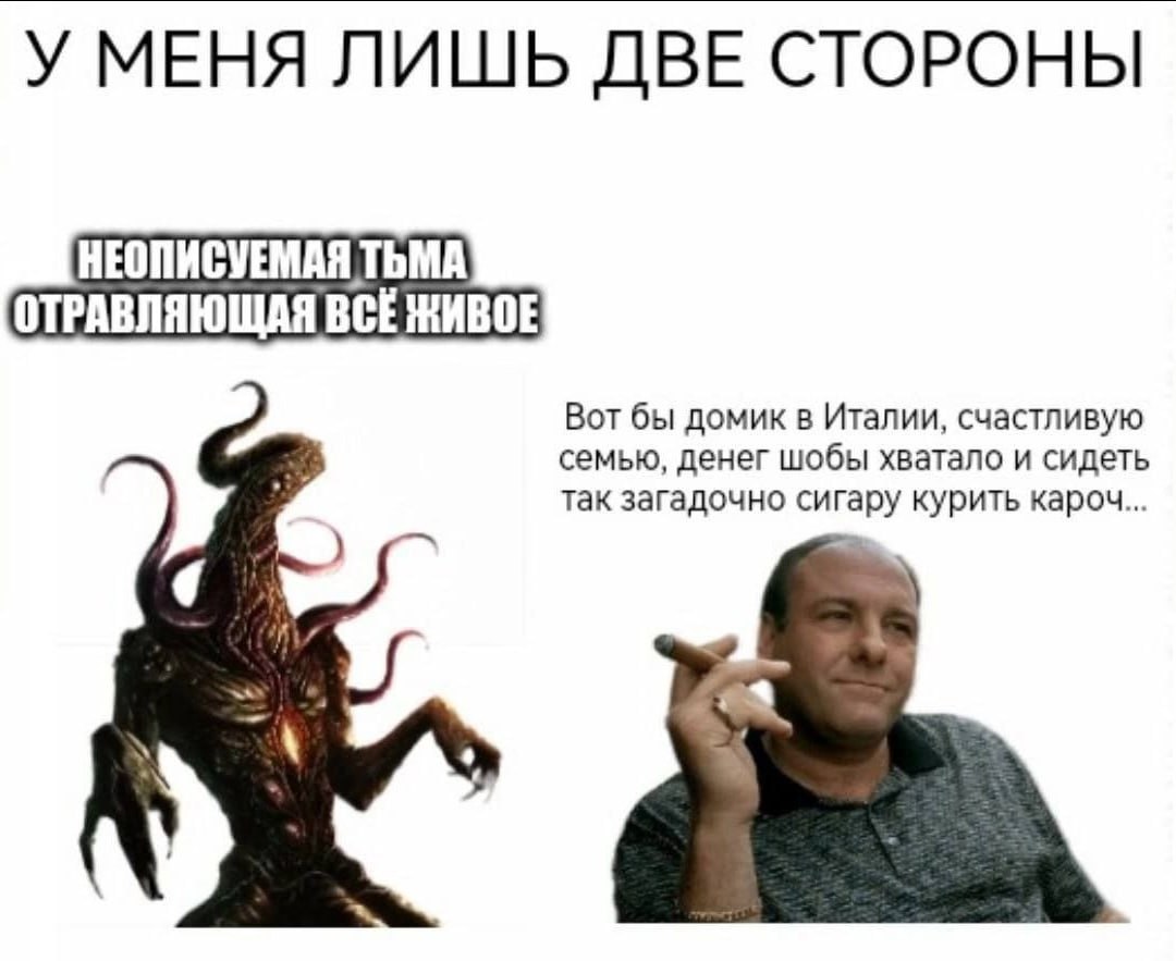 У МЕНЯ ЛИШЬ ДВЕ СТОРОНЫ НЕОПИСУЕМАЯ ТЬМА ОТРАВЛЯЮЩАЯ BCE Вот бы домик в Италии, счастливую семью, денег шобы хватало и сидеть так загадочно сигару курить кароч...