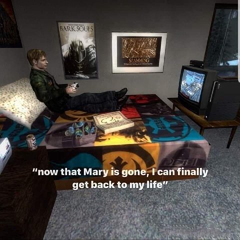 и a= “now that Магу is gone, can finally get back to my life”
