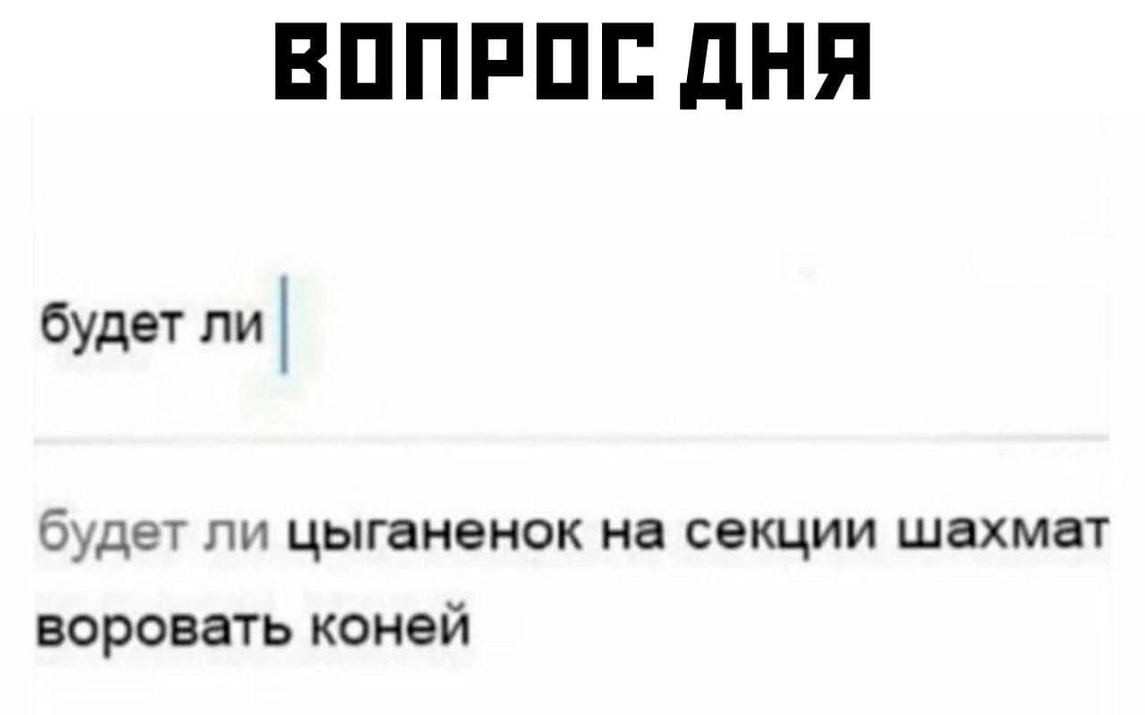 ВОПРОС ДНЯ будет ли будет ли цыганенок на секции шахмат воровать коней