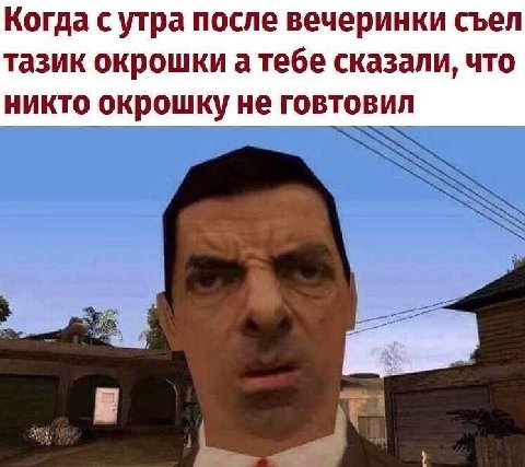 Когда с утра после вечеринки съел тазик окрошки а тебе сказали, что никто окрошку не говтовил