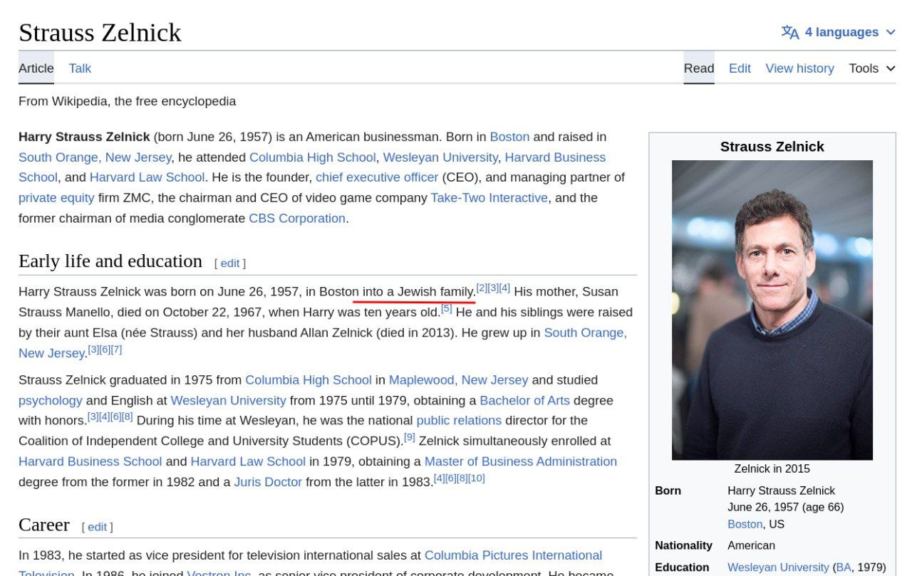 Strauss Zelnick Article Talk Edit View history Tools From Wikipedia, the free encyclopedia Harry Strauss Zelnick (born June 26, 1957) is an American businessman. Born in Boston and raised in Strauss Z