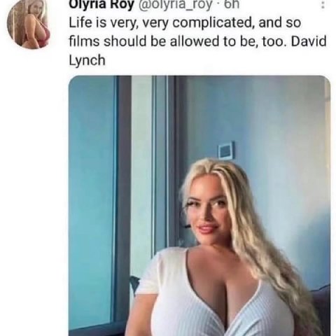 ROY OF) Life is very, very complicated, and so films should be allowed to be, too. David Lynch