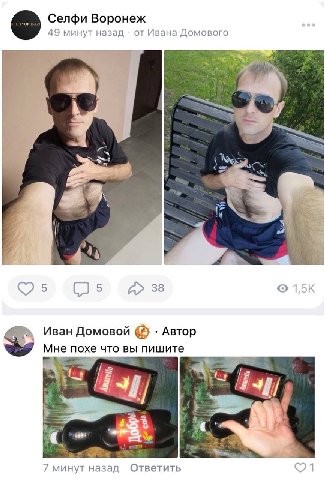 Селфи Воронеж 49 минут назад от Ивана Домового 7 3 38 Иван Домовой Автор Мне похе что вы пишите a Я 4 3 a> 4 "4 Mis 7 минут назад Ответить 1