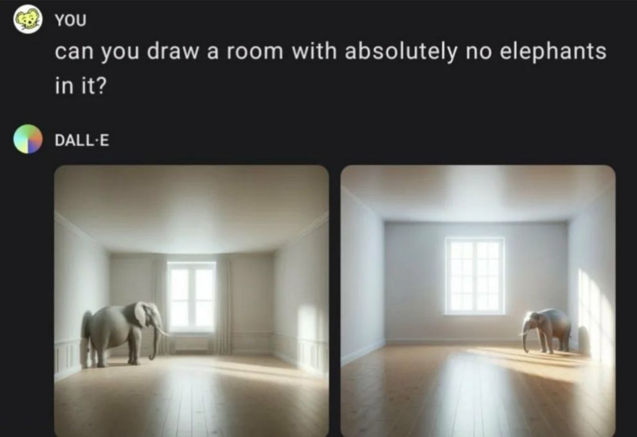 you can you draw a room with absolutely no elephants in it?