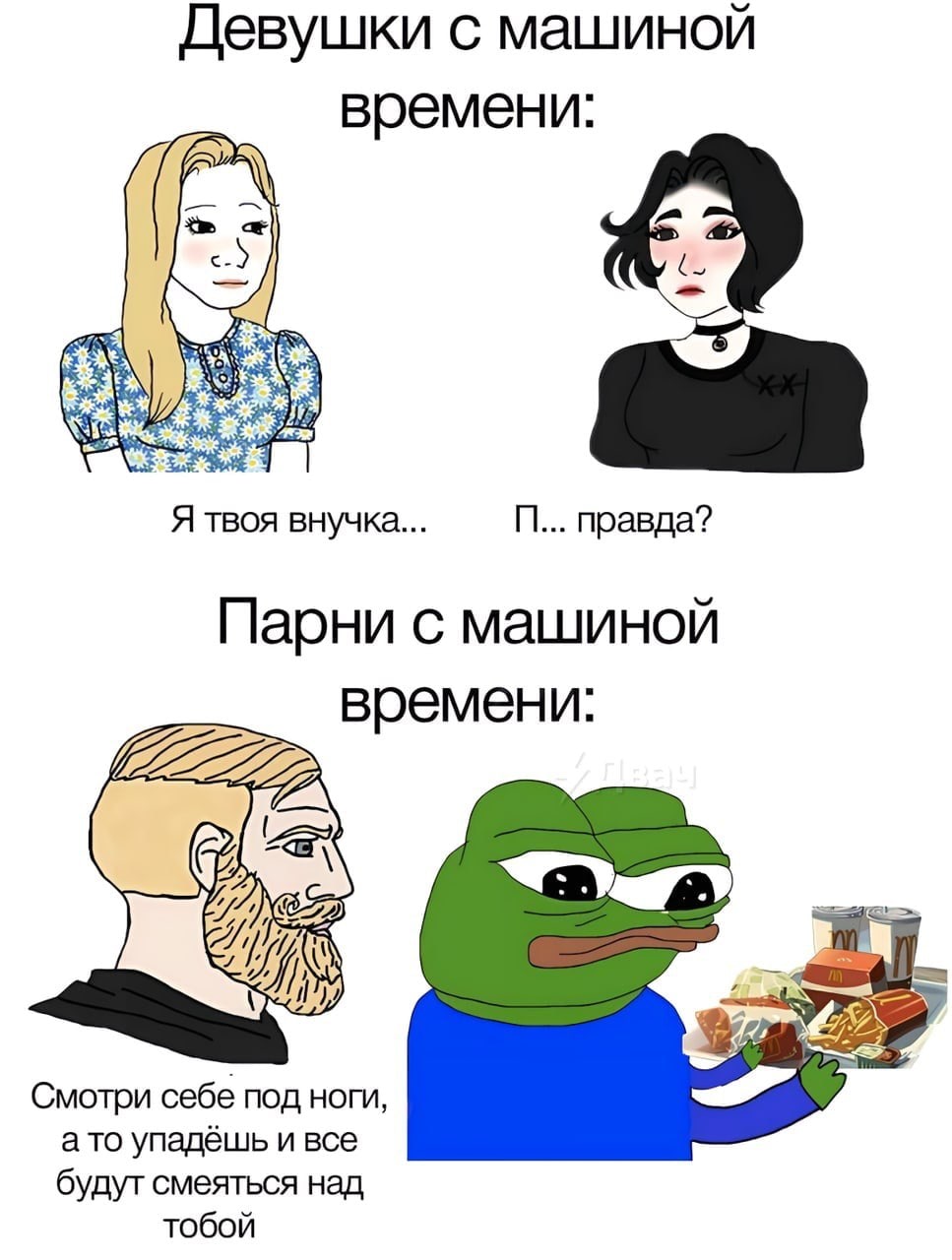 Девушки с машиной времени: Я твоя внучка... правда? Парни с машиной времени: 1—9) Смотри себе под ноги, ато упадёшь и все будут смеяться над тобой