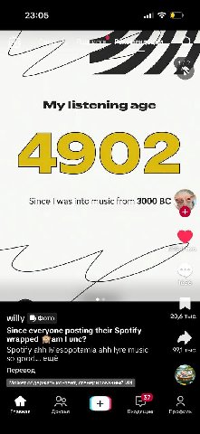 23:05 wie listening age Since was into music from 3000 willy 20,6 тыс. Since everyone posting their Spotify wrapped unc? Spotify ahh Mesopotamia ahh lyre music тыс. 50 good... ещё Перевод Может содерж