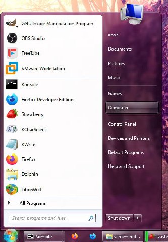 GNU Image Manipulation Program anon OBS Studio Documents Freelube Pictures VMware Workstation Music Konsole Games Firefox Developer Edition Computer Strawberry Control Panel KCharSelect Devices and Pr