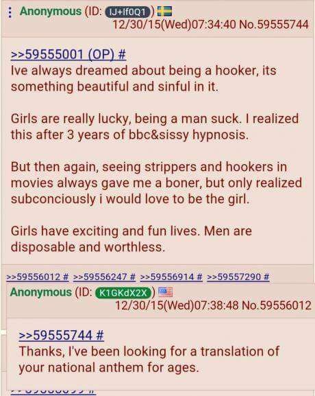 Anonymous 12/30/15(Wed)07:34:40 No.59555744 >>59555001 lve always dreamed about being a hooker, its something beautiful and sinful in it. Girls are really lucky, being a man suck. realized this after 