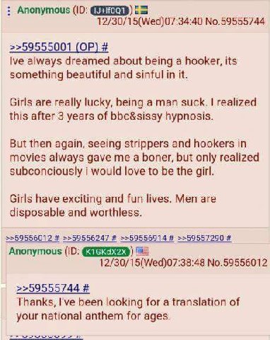 Anonymous 12/30/15(Wed)07:34:40 No.59555744 >>59555001 lve always dreamed about being a hooker, its something beautiful and sinful in it. Girls are really lucky, being a man suck. realized this after 