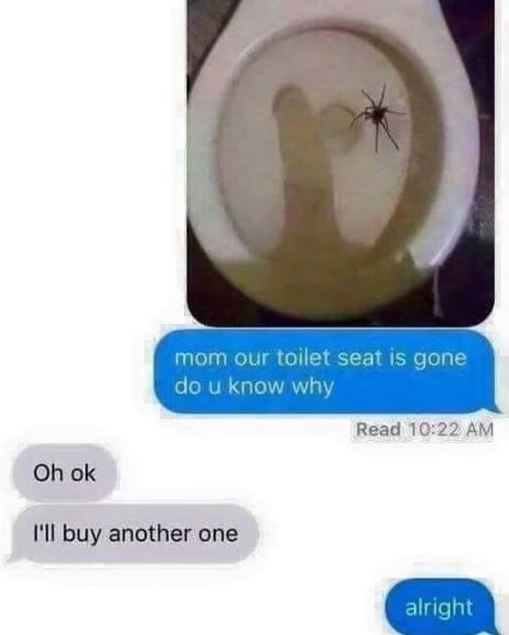 mom our toilet seat is gone и know why Read 10:22 I'll buy another one