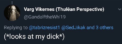 Varg Vikernes (Thuléan Perspective) @Gandalfthewhi19 Replying to @SedJikak and 3 others (*looks at my dick*)
