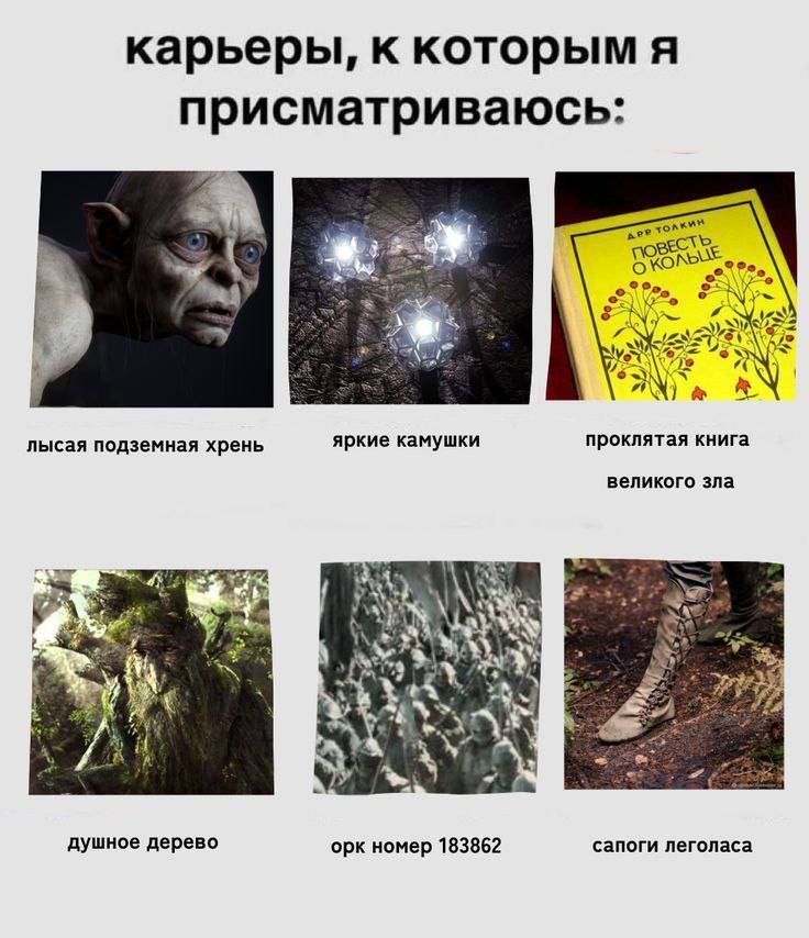 карьеры, к которым я присматриваюсь: nee 5 О к AN) лысая подземная хрень яркие камушки проклятая книга великого зла a aS В if 4 4 душное дерево орк номер 183862 сапоги леголаса