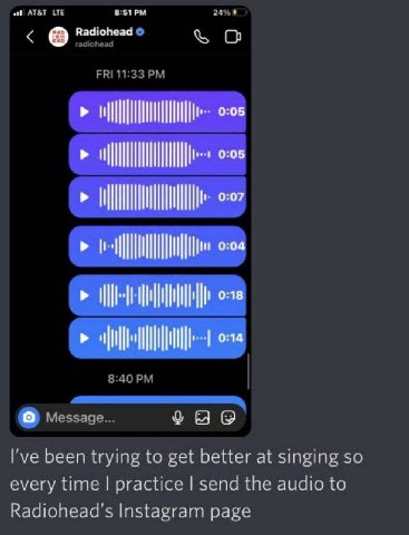 008 0:18 Гуе been trying to get better at singing so every time practice send the audio to Instagram page