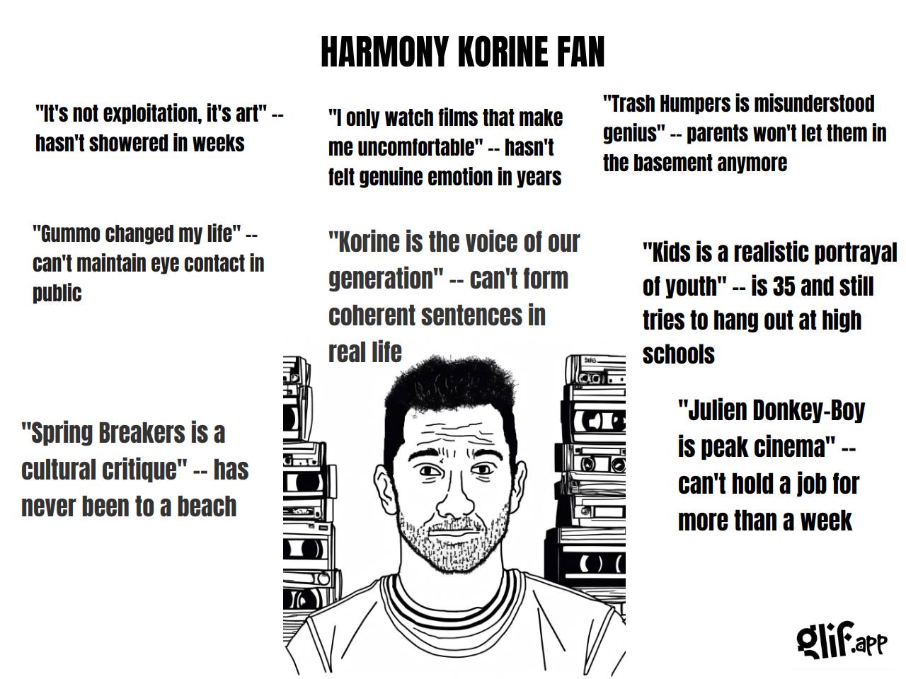 HARMONY KORINE FAN "Trash Humpers is misunderstood "It's not exploitation, it's art" "Lonly watch films that make hasn't showered in weeks me uncomfortable" hasn't genius" parents won't let them in fe