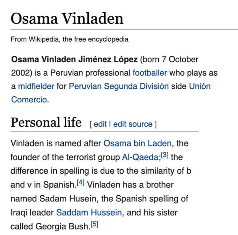 Osama Vinladen From Wikipedia, the free encyclopedia Osama Vinladen Jiménez L6pez (Бот 7 October 2002) is a Peruvian professional footballer who plays as a midfielder for Peruvian Segunda side Упюп Co