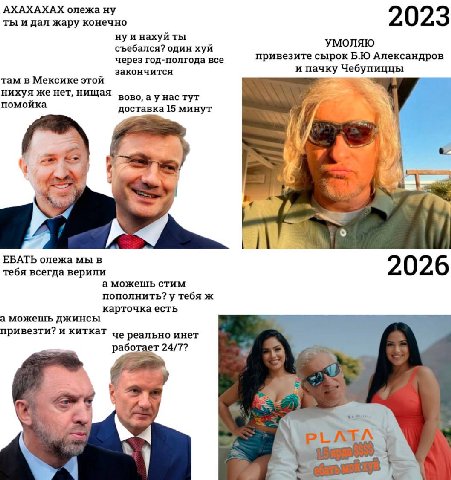 АХАХАХАХ олежа ну ты и дал жару конечно 2023 нахуй ты УМОЛЯЮ съебался? один хуй через год-полгода все привезите сырок Александров закончится там в Мексике этой и пачку Чебупиццы нихуя же нет, нищая BO