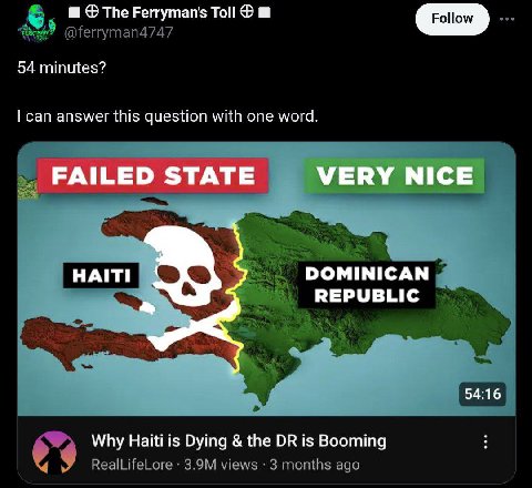 The Ferryman's Toll @ferryman4747 54 minutes? can answer this question with one word. 2 МЕРУВЫС wih 4 Why Haiti is Dying the is Booming RealLifeLore views 3 months ago