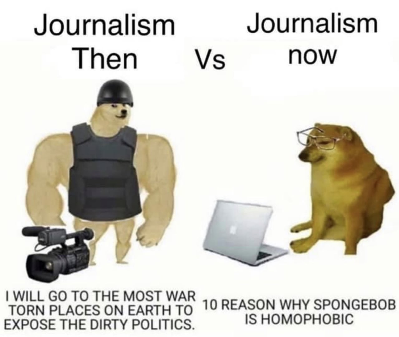 Journalism Journalism Then now WILL ТО THE MOST WAR 10 REASON WHY SPONGEBOB EXPOSE THE DIRTY POLITICS. IS HOMOPHOBIC