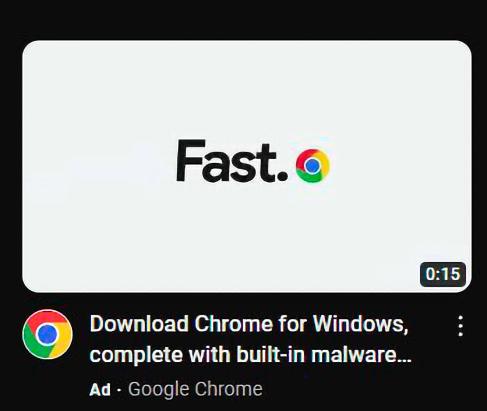 Fast. Download Chrome for Windows, complete with built-in malware.. Google Chrome