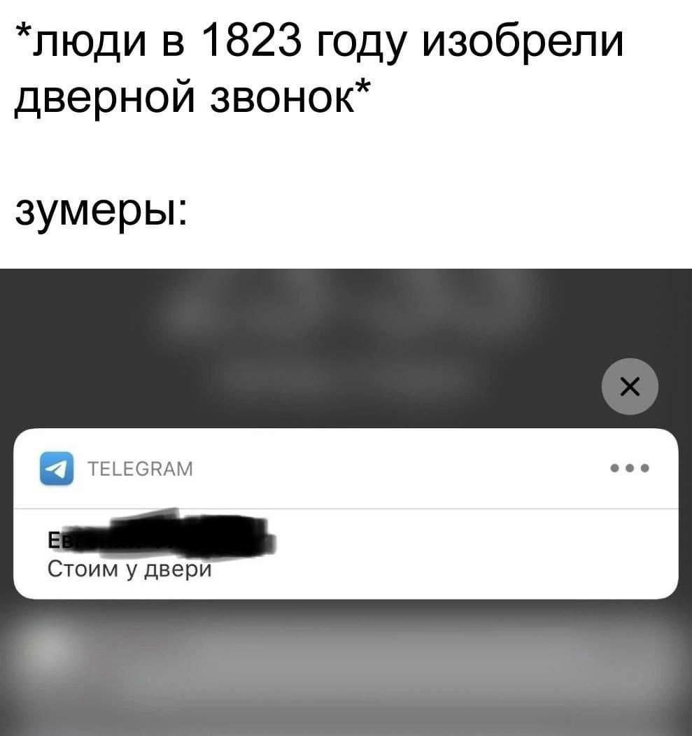*люди в 1823 году изобрели дверной звонок* зумеры: teLecram Стоим у двери