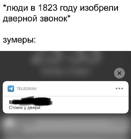 *люди в 1823 году изобрели дверной звонок* зумеры: teLecram Стоим у двери