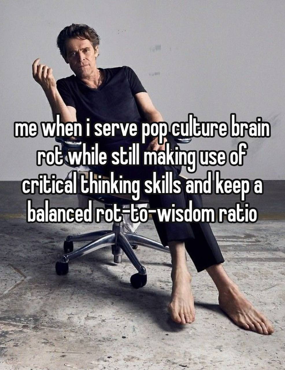 me when i serve pop culture brain rot while still making use of critical thinking skills‘and keep a balanced ratio
