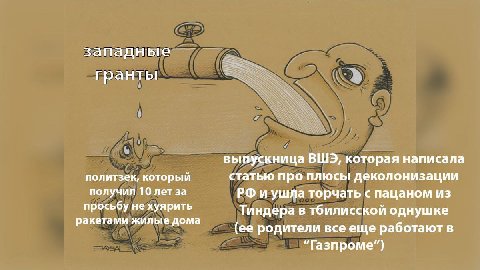 западные гранты выпускница ВШЭ, которая написала политзек, который статью про плюсы деколонизации получил 10 лет за и ушла торчать с пацаном из просьбу не хуярить Тиндера в тбилисской однушке ракетами