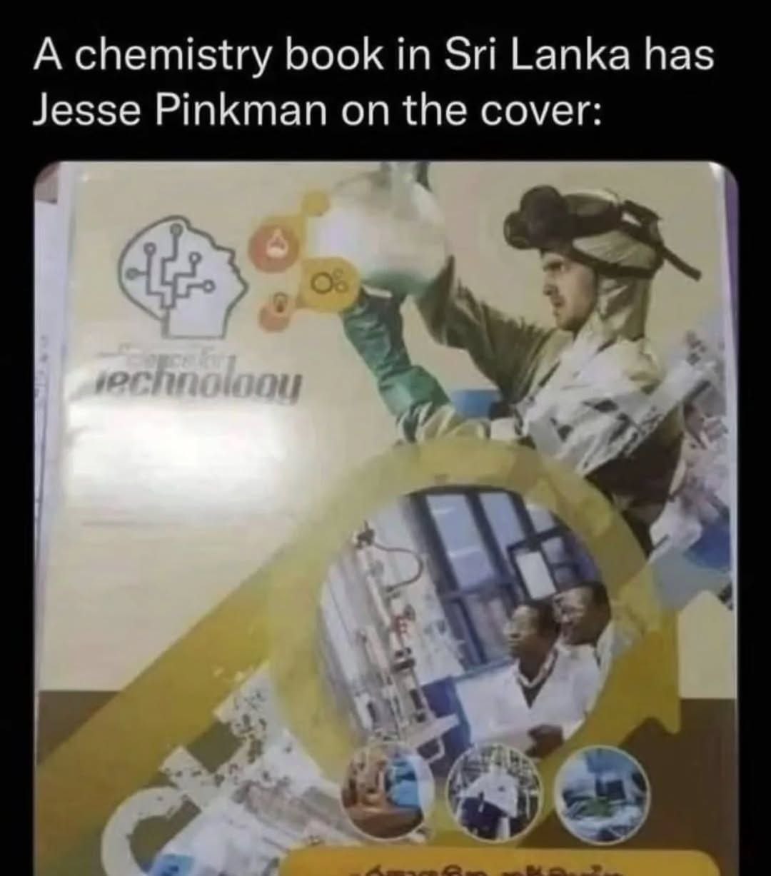 A chemistry book in Sri Lanka has Jesse Pinkman on the cover: