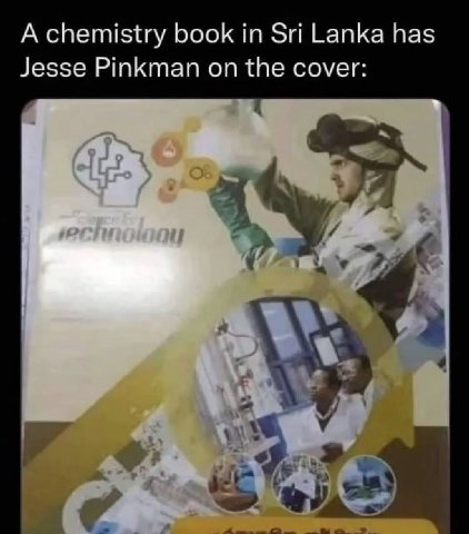 A chemistry book in Sri Lanka has Jesse Pinkman on the cover: