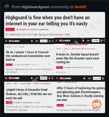 From HighGuardgame community Highguard is fine when you don't have an internet in your ear telling you it's nasty Morgan Park published yesterday It's well made, but don't see Highguard becoming a hab
