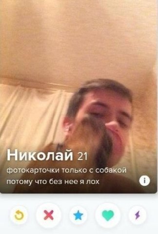 в. ЧИКолай 21 фотокарточки только с собакой потому что без нее я лох о
