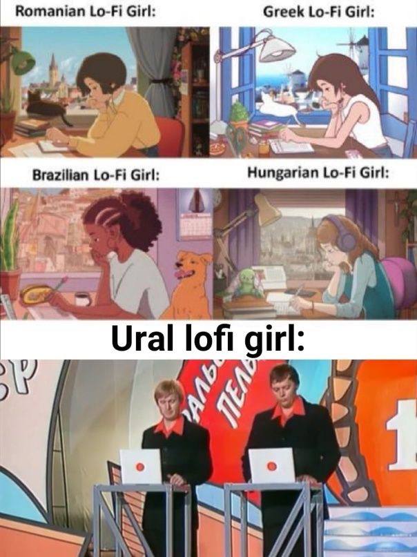Romanian Lo-Fi Girl: Greek Lo-Fi Girl: Brazilian Lo-Fi Girl: Hungarian Lo-Fi Girl: и as Ural lofi girl: I" У,