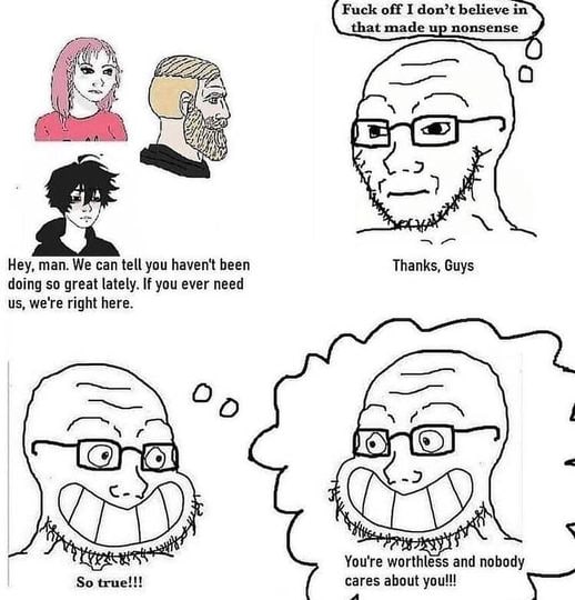 Fuck off I don’t believe in that made up nonsense Coe Lat Hey, man. We can tell you haven't been Thanks, Guys doing so great lately. If you ever need we're right here. Cis К Hes You're worthless and n