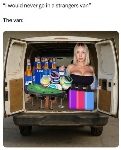 would never a strangers van” The van: 1 BUD.