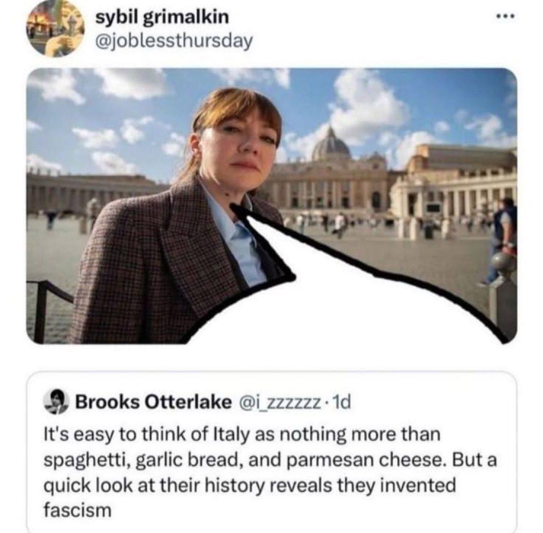 sybil grimalkin @joblessthursday Brooks Otterlake @1 222222 It's easy to think of Italy as nothing more than spaghetti, garlic bread, and parmesan cheese. But a quick look at their history reveals the
