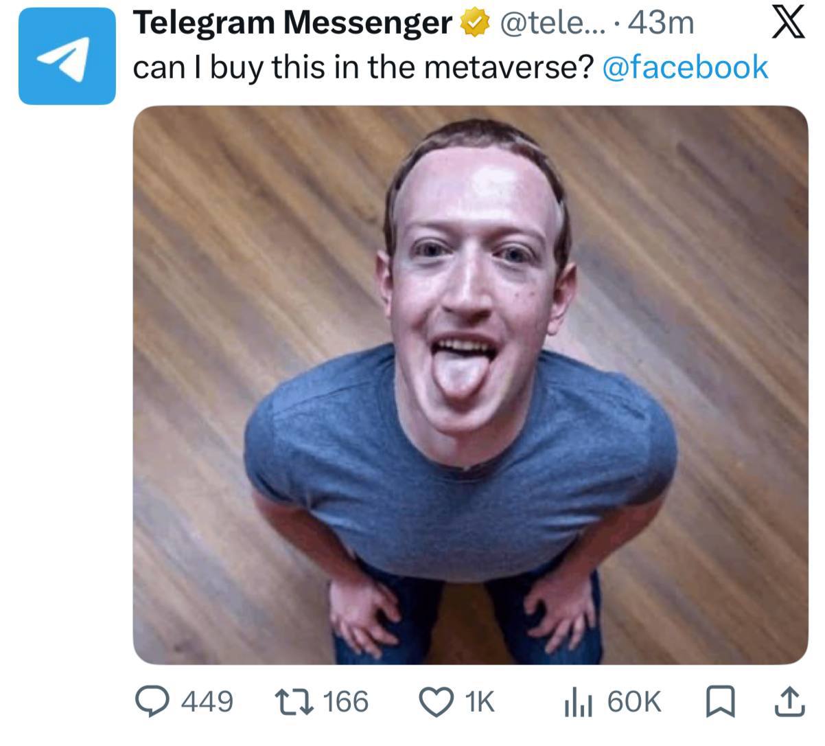 Telegram can buy this in the metaverse? @facebook 449 11166