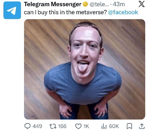 Telegram can buy this in the metaverse? @facebook 449 11166
