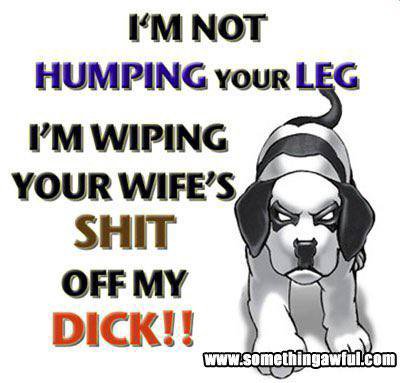 NOT HUMPING WIPING YOUR WIFE’S SHIT OFF MY DICK!!