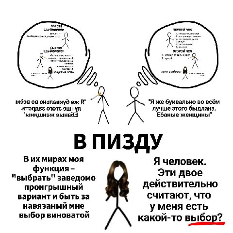 HOH вотот BTC ЧЕЛ мёэа В" "Я же буквально во всём -BTOGASE O10TE SLUPYN лучше этого быдлана. Ебаные женщины" В ПИЗДУ Вих мирах моя Я человек. функция Эти двое "выбрать" заведомо действительно проигрыш