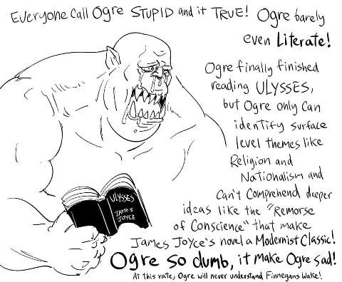 Everyone Call STUPID and harely Jas Ogre Finally Finished А but Ogre only Can dana) INE level Themes like Cant dheeger ideas \ike the “Remorse of Conscience® thet make novel a Modemist Classic! Од\е S