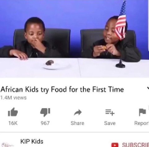 African Kids try Food for the First Time views a 967 Share Save Repor KIP Kids SLIRSCRIE