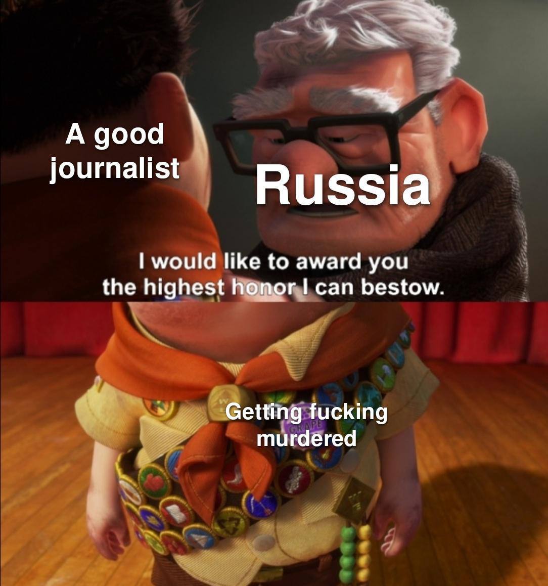 у -`у A good journalist Russia would like to award you the highest Недог! can bestow Getting fucking murdéred