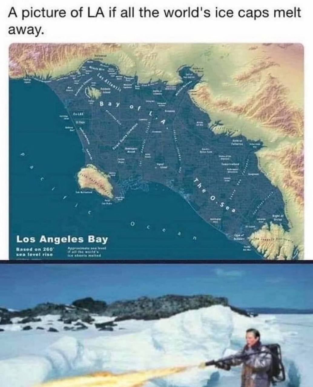 A picture of if all the world's ice caps melt away. Het К. Los Angeles Based on 260 sea level rise