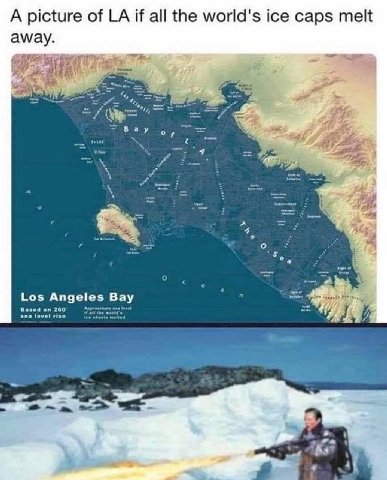 A picture of if all the world's ice caps melt away. Het К. Los Angeles Based on 260 sea level rise