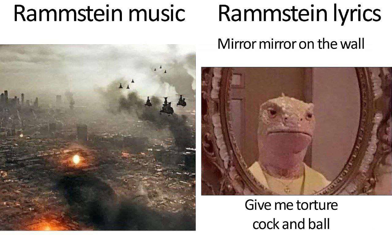 Rammstein music Rammstein lyrics Mirror mirror on the wall as meterture cock and ball