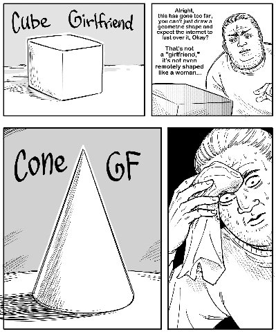 thish Alright, vies) geometric shape and А expect the internet to lust over it, Okay? That's not а "girlfriend," it's not even remotely shaped like a woman... i] ‘A И И IN