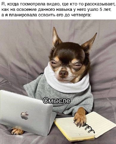 Я, когда посмотрела видео, где кто-то рассказывает, как на освоение данного навыка у него ушло 5 лет, планировала освоить его до четверга: 1. мысле