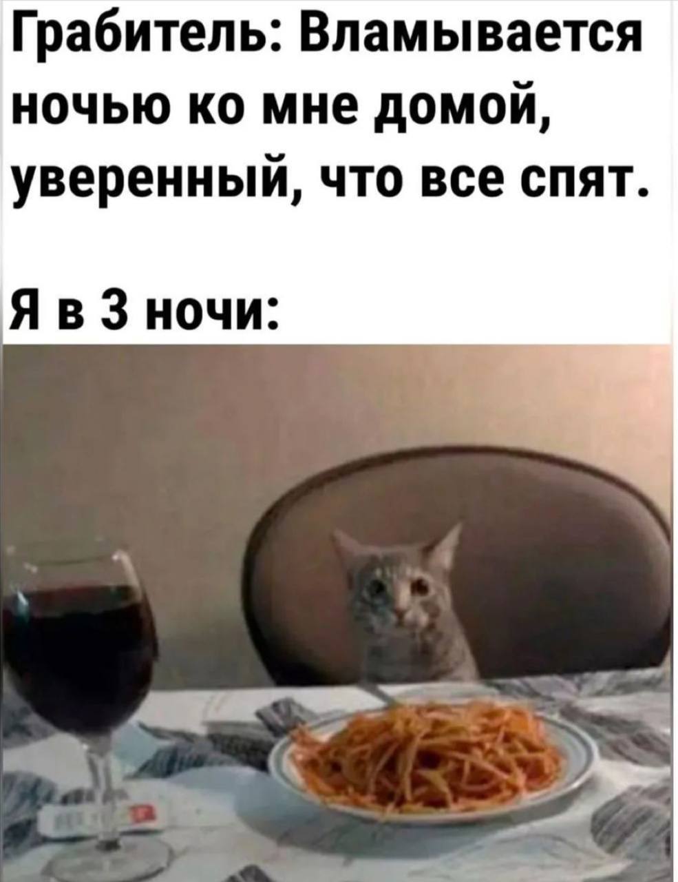 Грабитель: Вламывается ночью мне домой, уверенный, что все спят. 3 ночи:
